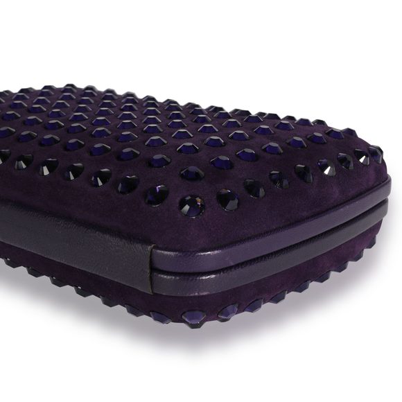 Gucci Purple Suede & Crystal Studded Broadway Box Clutch - Picture 5 of 7